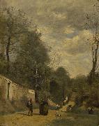 Een straat in Ville d'Avray camille corot